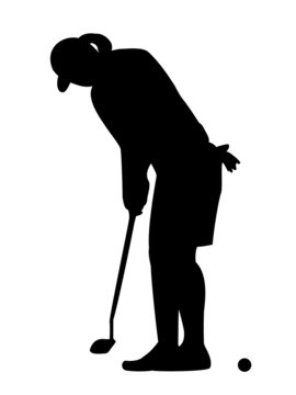 black silhouette golfer putting on green clip art preview