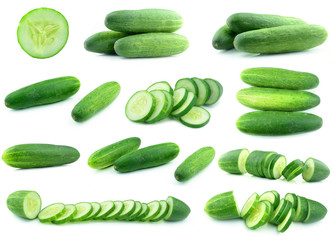 fresh cucumbers isolated on white