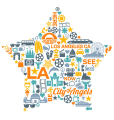 Naklejka premium Los Angeles California icons symbols landmarks