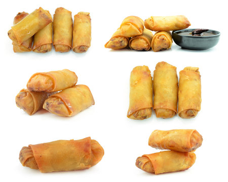Spring Roll also known as Egg Roll isolated on white.