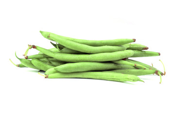 green beans on white background