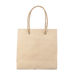 Blank brown paper bag isolated on white background