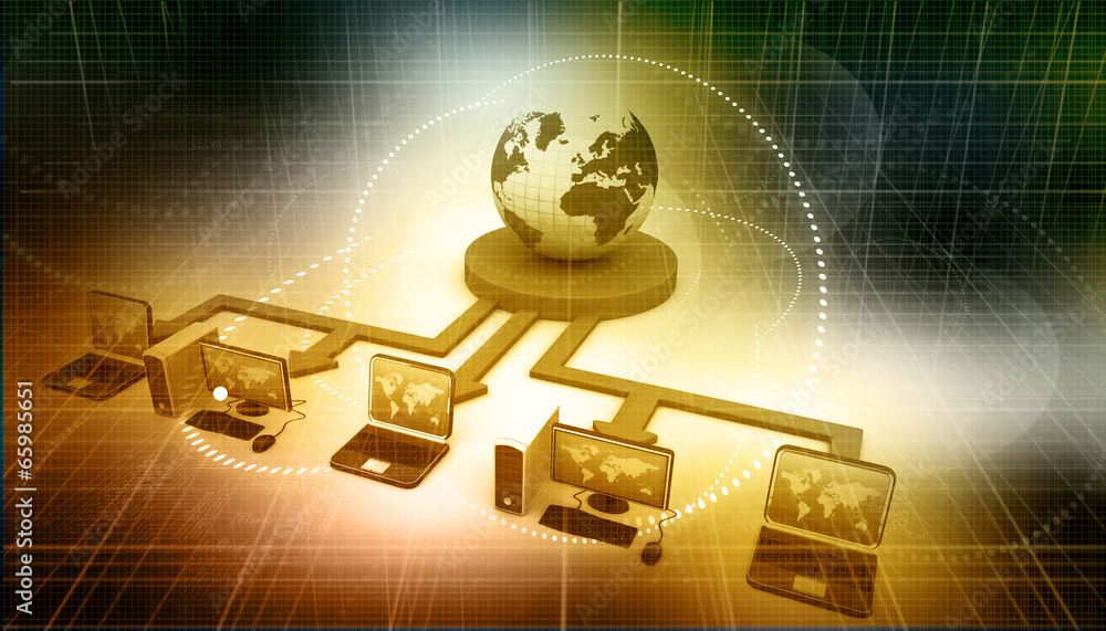 Poster computer network and internet communication concept.