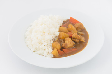 Japanese Curry with rice isolated