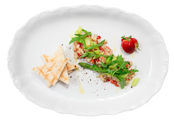 Seabass carpaccio isolated with clipping path