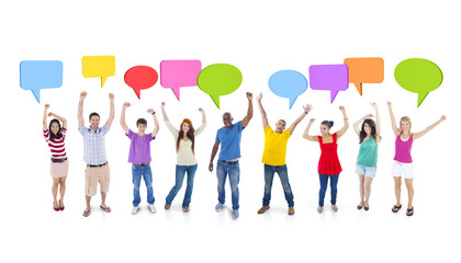 Group of People with Speech Bubbles