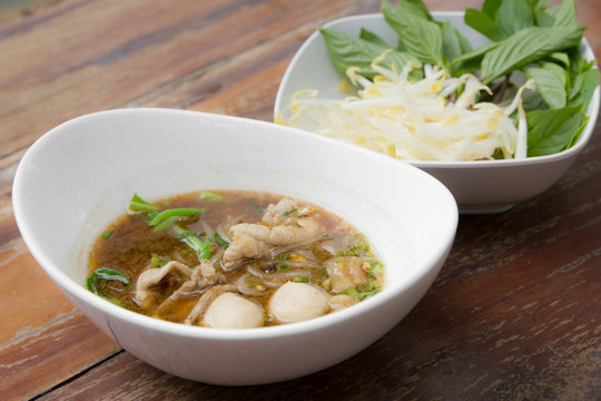 pork noodle with soup in thailand