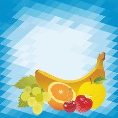vector fruits on abstract mosaic background