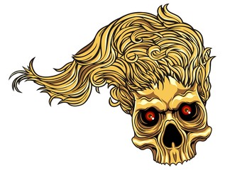 skull with hair