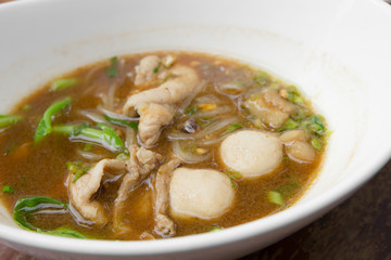 pork noodle with soup in thailand
