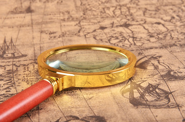 magnifying glass on the map