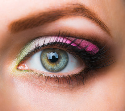 Closeup of womanish eye with glamorous makeup