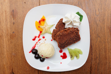 Dessert on restaurant table