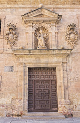 old wooden door with iron ornaments