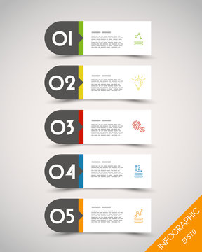 colorful long rounded stickers with arrow