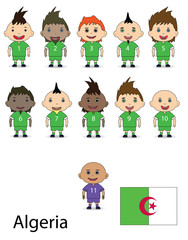 Algeria football team on a white background. Raster