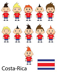Football team of Costa Rica against white background. Raster