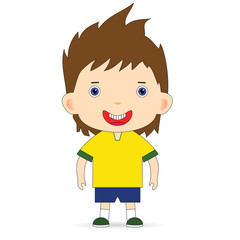 Brazil football team on a white background. Raster