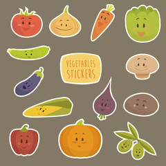 funny cartoon vegetables vector illustration, flat style