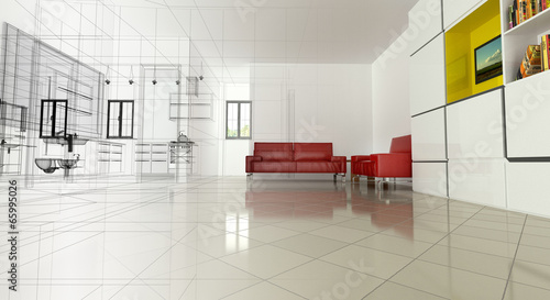 Appartamento, rendering 3d progetto, interni stock photo and ... Rendering 3d interni