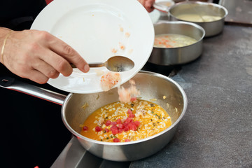 Chef is cooking sautee