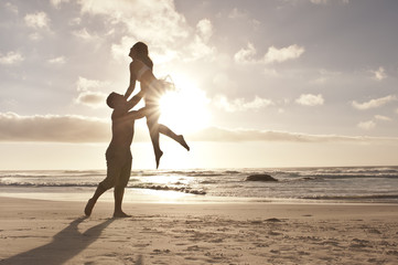 Young beautiful couple enjoying the outdoors