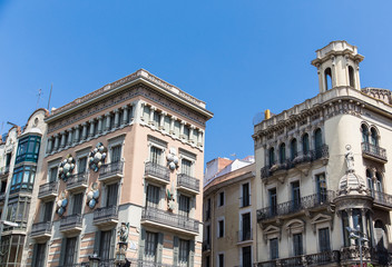 Fototapeta na wymiar Two Old Barcelona Hotels