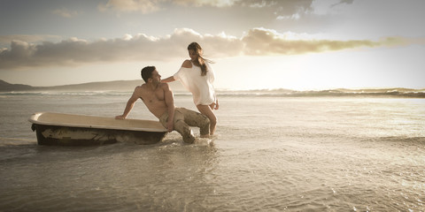 Young beautiful couple enjoying the outdoors