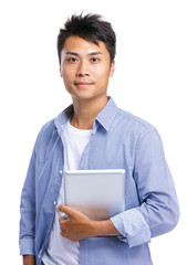 Asian man with tablet computer