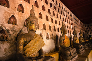 Buddha statues at Wat Si Saket in Vientiane, Lao