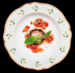 Eggplant with cheese and tomato