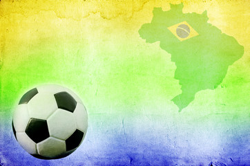 Soccer ball, Brazil map and colors of the flag