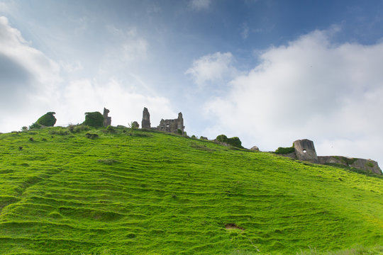Corfe Castle Dorset England ruins of English fortification
