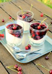 Panna cotta and cherries