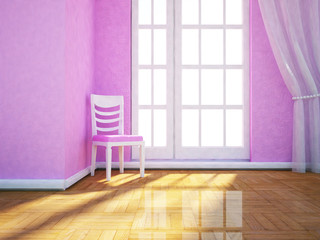 a room with a big window