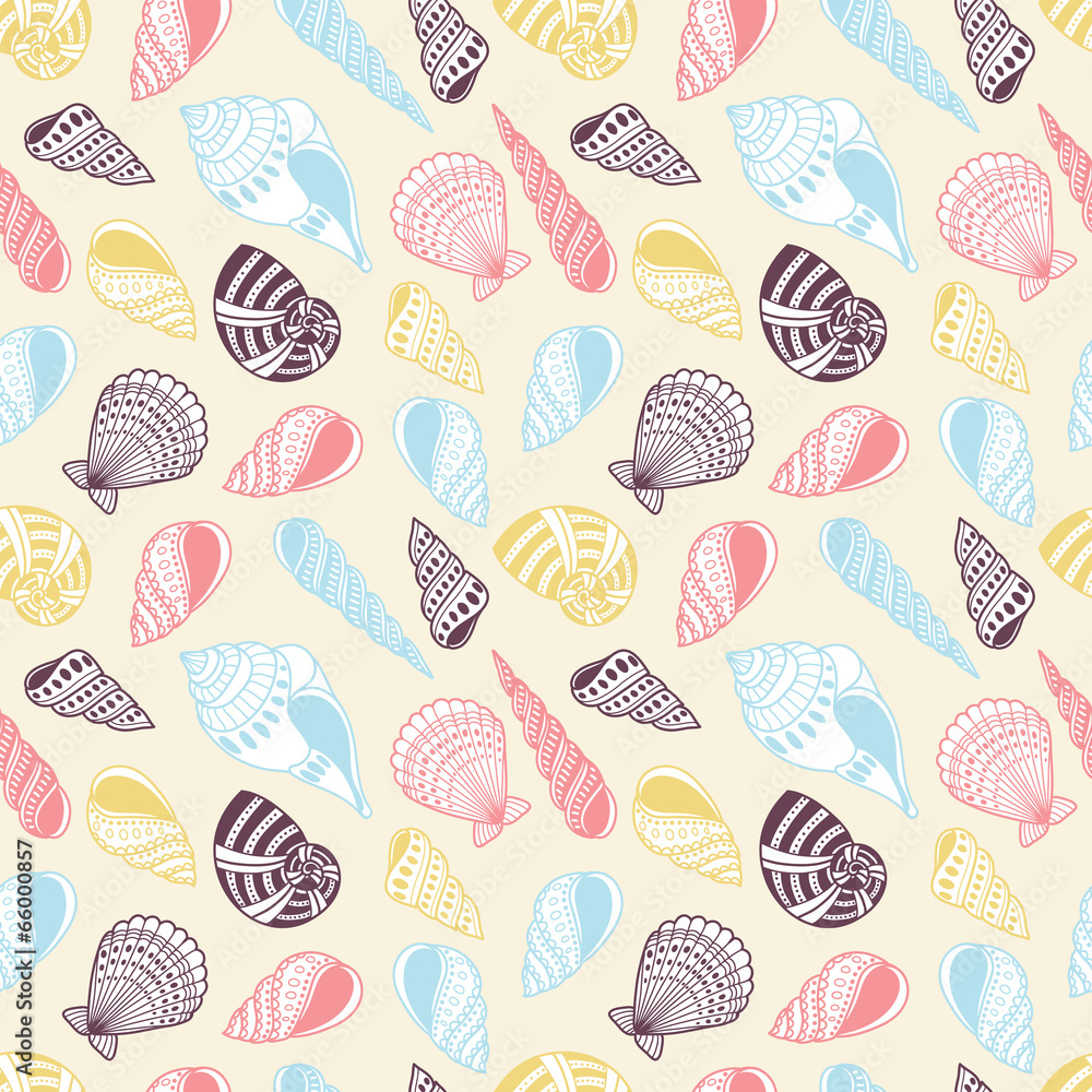 Poster shells seamless pattern