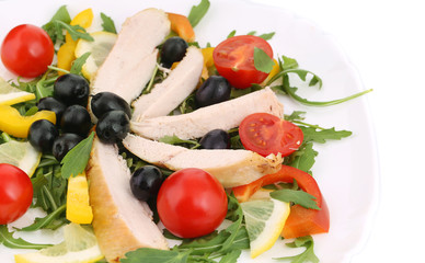 Obraz na płótnie Canvas Chicken salad close up. Macro.