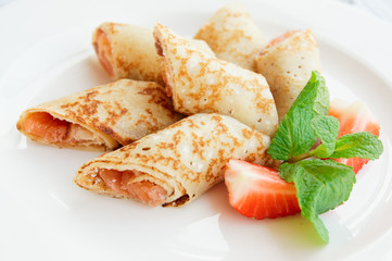 Pancakes with salmon