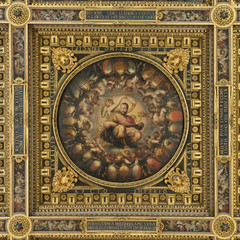 Roof painting in Vecchio palace in Florence Italy