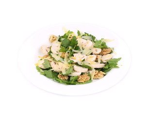 Mushroom salad with walnuts and parsley.