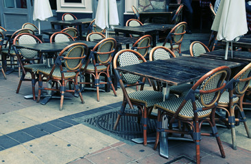 Outdoor french cafe in Old Town of Nice, France