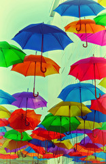 colorful umbrellas abstract vintage photo