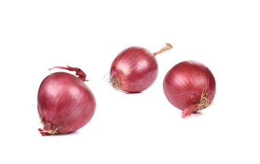 Three red onions.