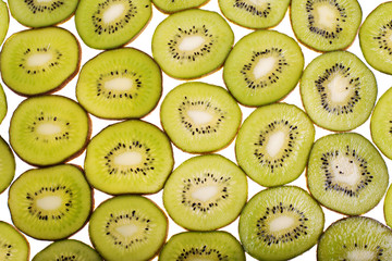 Many rings kiwi on white background