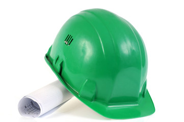 Fototapeta premium Casque de chantier et plan