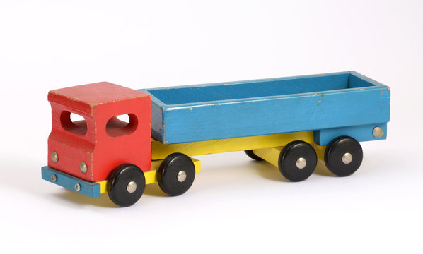 Retro wooden toy truck