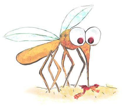 Funny Illustration Of A Mosquito