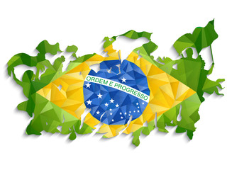 Fototapeta na wymiar Brazil Sport Fan with Flag and Horn