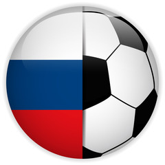 Russia Flag with Soccer Ball Background