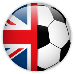 UK Flag with Soccer Ball Background